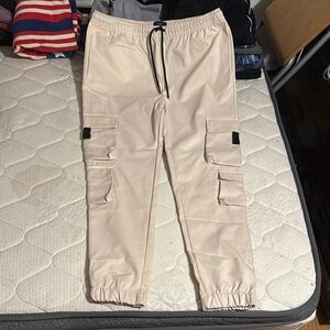 Triumph Tragedy Men's Cargo Jogger Pants in Beige - Casual Utility Style 34 L
